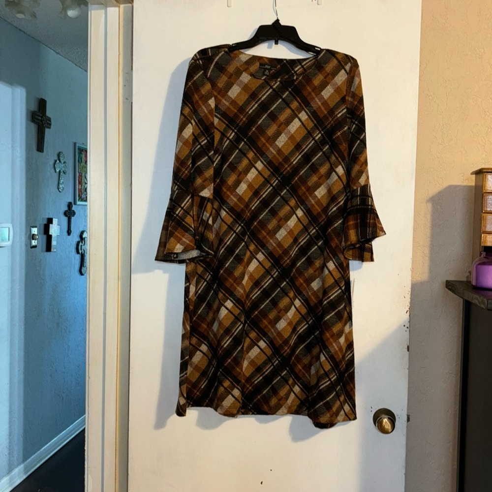 Brown plaid dress